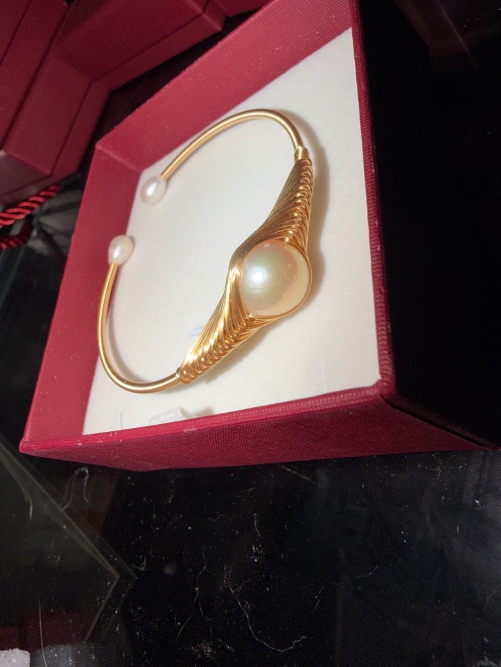 Pearl wire wrapped bracelet